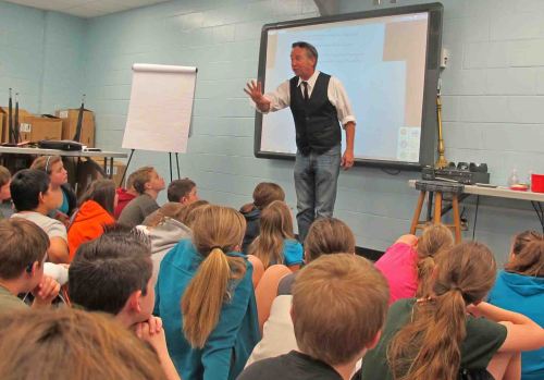 Clayton Scott leading a poetry session.