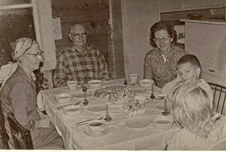 My grandmother, grandfather, mother, me, and my sister.  My daddy was probably taking this picture. 